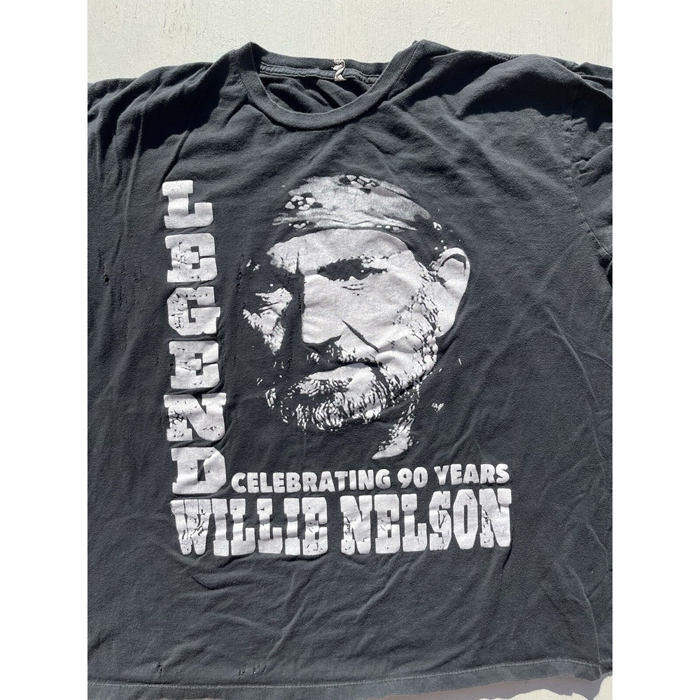 Women's Willie Nelson T-Shirt Black 90 Bday XL Double Country Celebration Tour